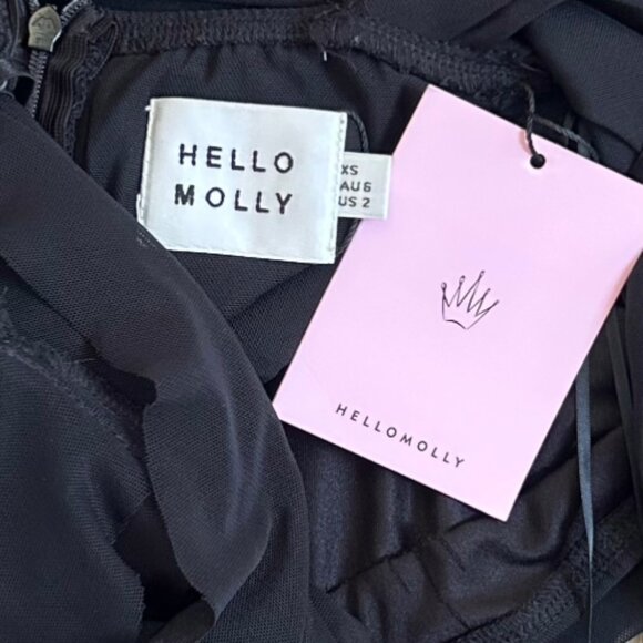 NWT Hello Molly Being Me Mini Dress Black XS Off Shoulder Fitted Party - Picture 7 of 9